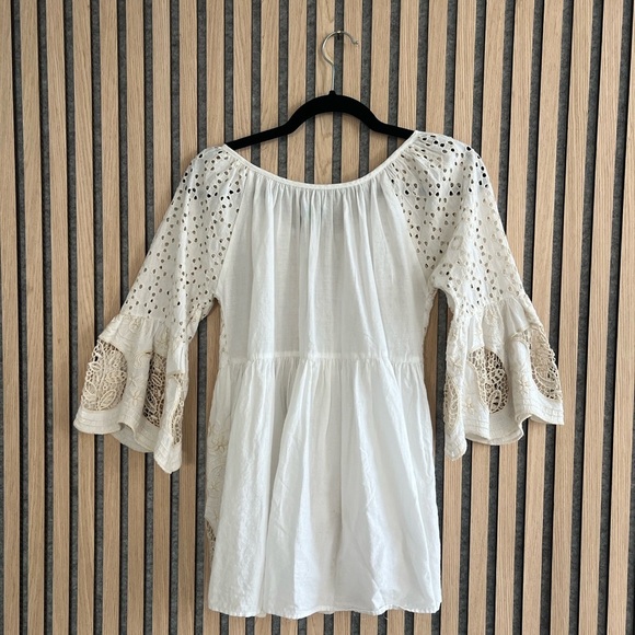 Antica Sartoria- Elegant Cream Eyelet and Lace Top tassel tie closure - Small - Picture 7 of 9